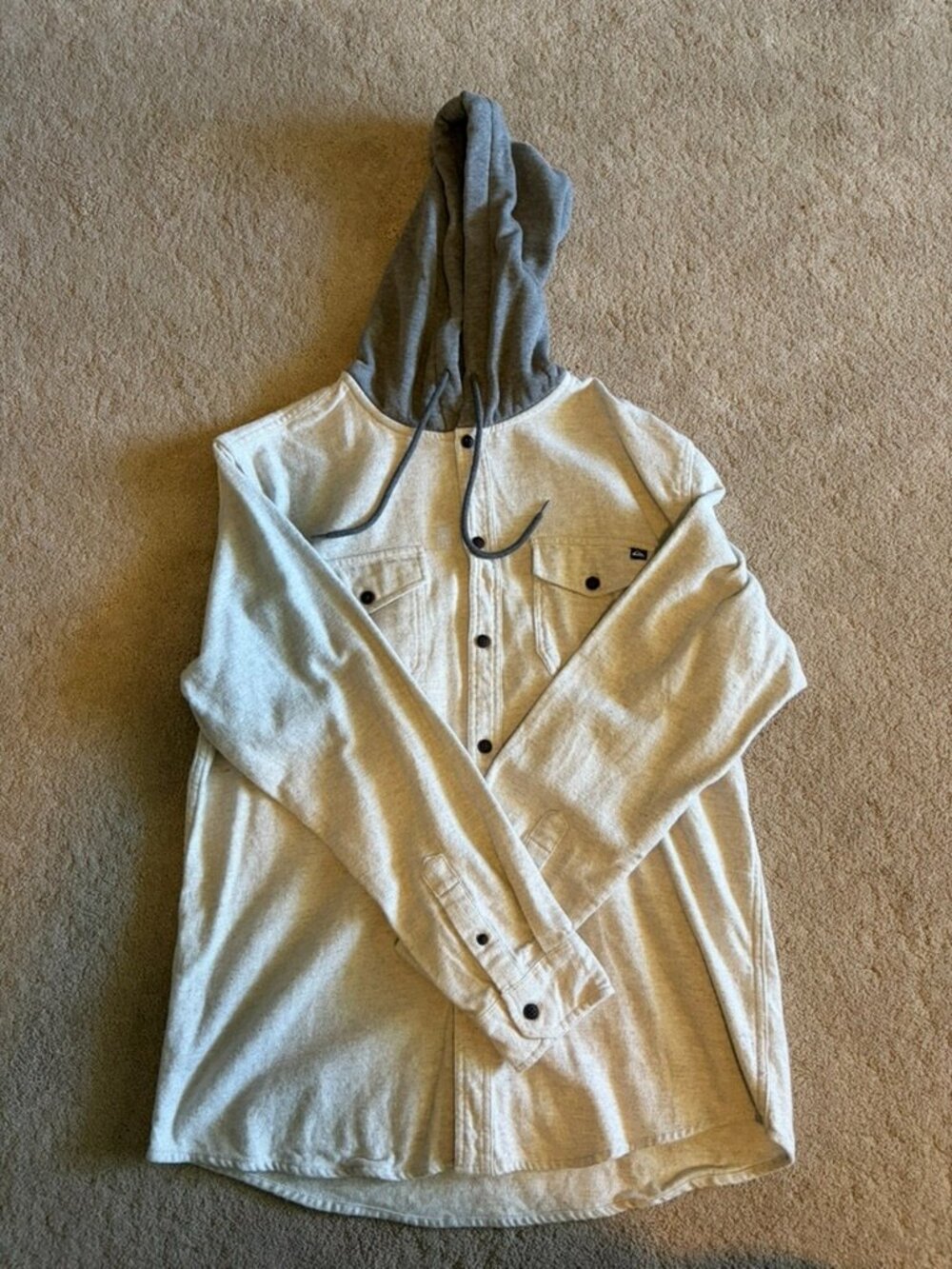 Quiksilver cream denim jumpsuit with hood